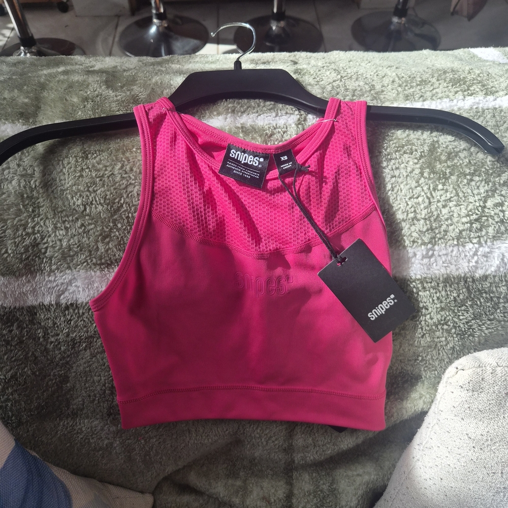 NWT Snipes Pink Mesh Sports Bra XS Athletic Crop Top